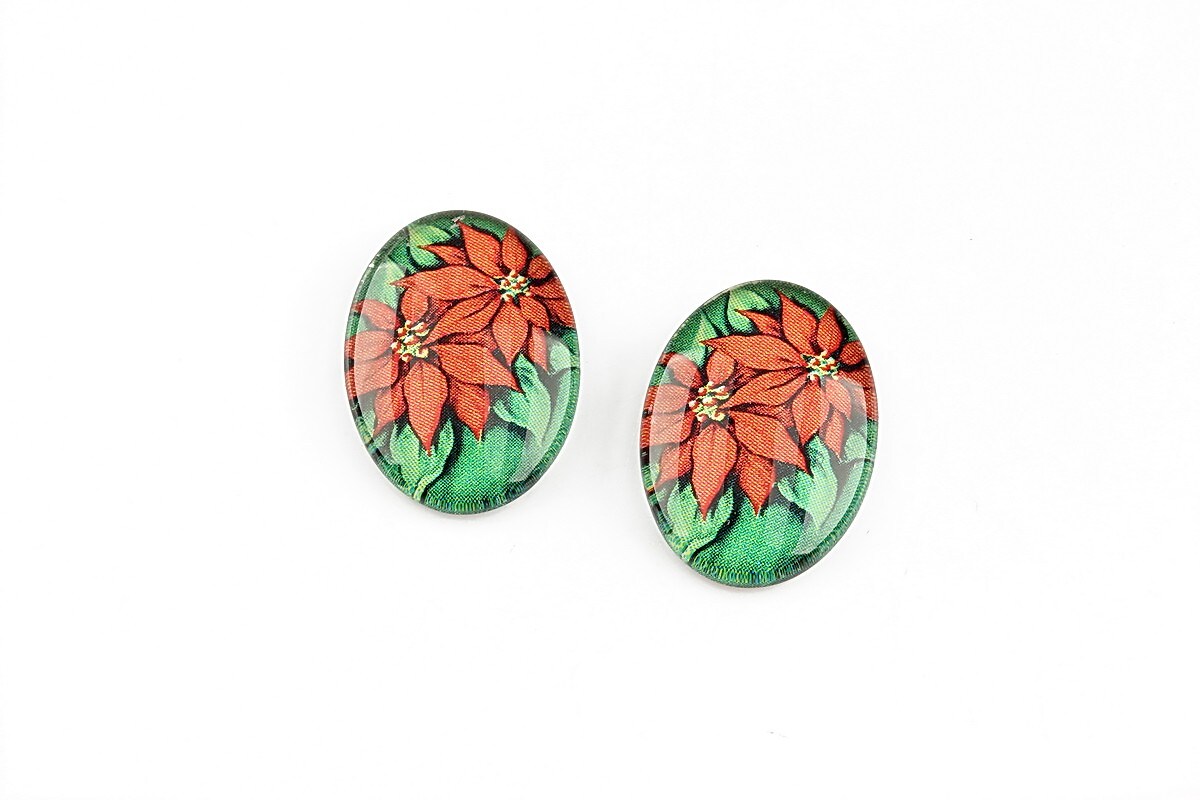 Cabochon sticla 18x13mm "Christmas" cod 1193