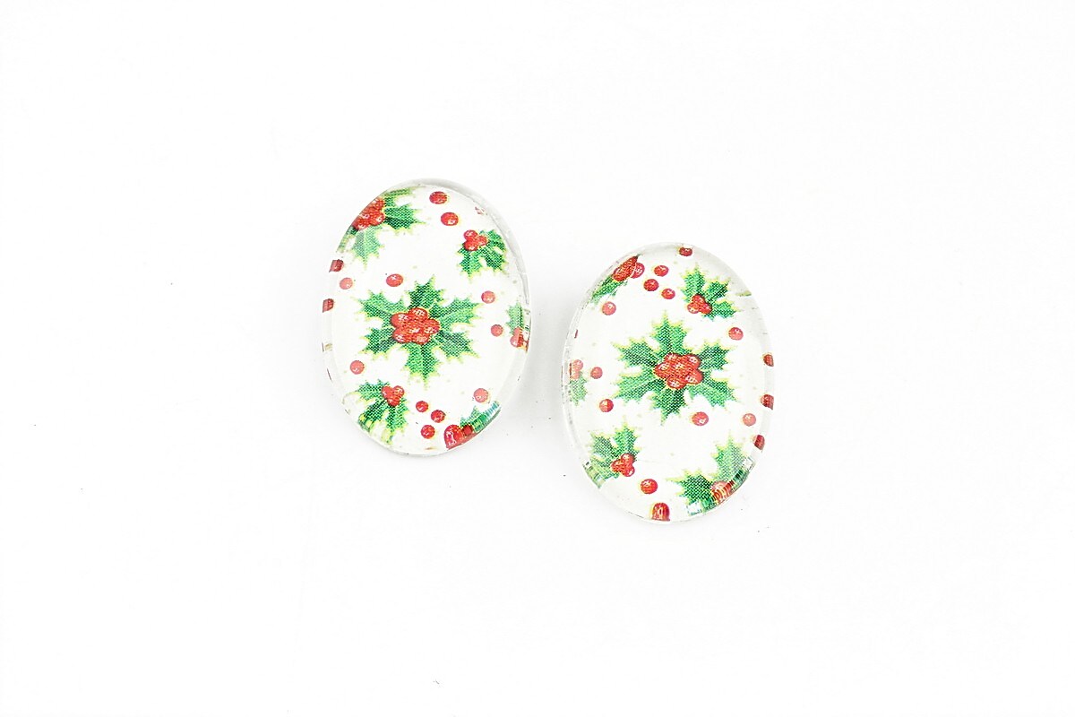 Cabochon sticla 18x13mm "Christmas" cod 1194