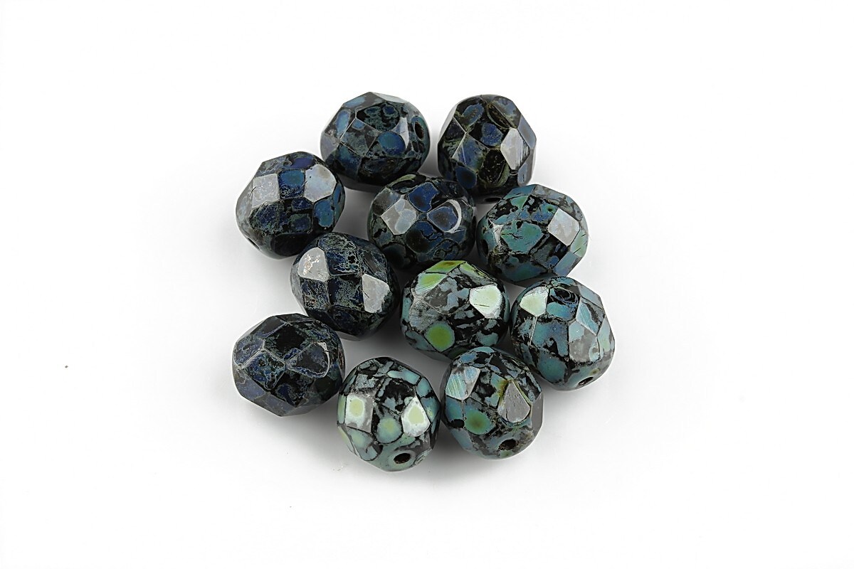 Margele fire polish 8mm - Jet - Picasso