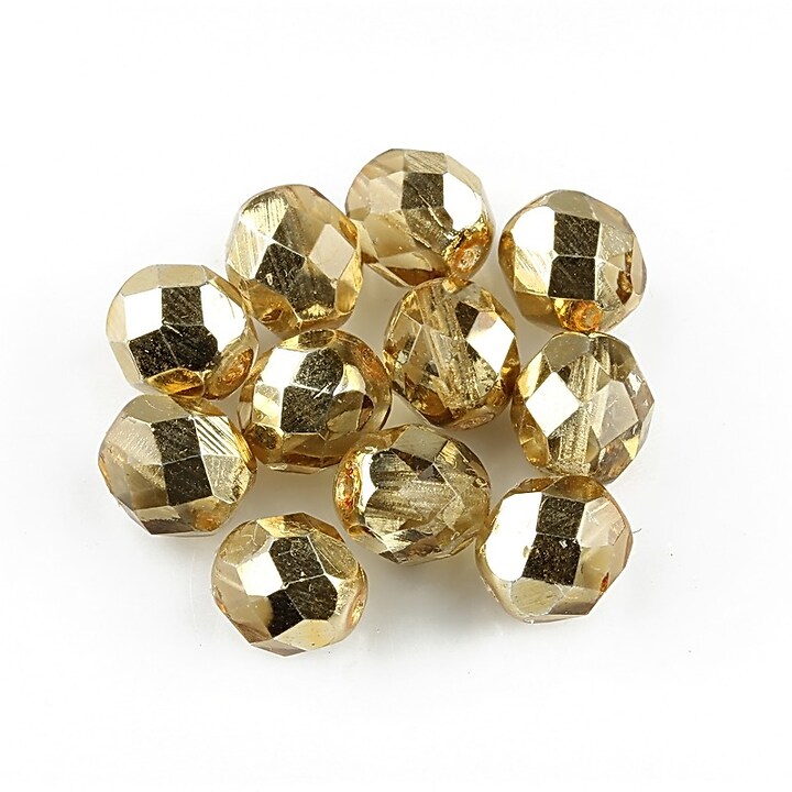 Margele fire polish 8mm  - Crystal - Gold/Topaz