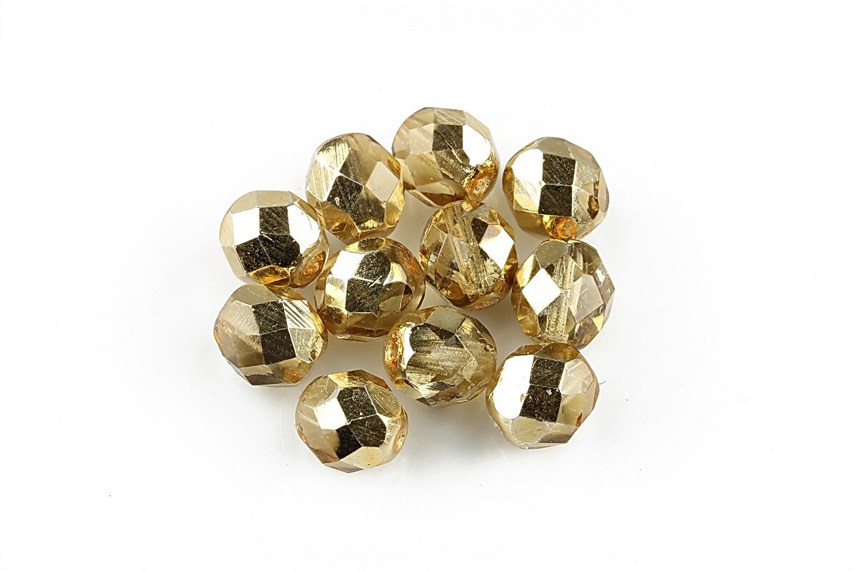 Margele fire polish 8mm  - Crystal - Gold/Topaz