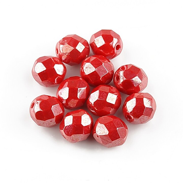 Margele fire polish 8mm - Luster - Opaque Lt Red
