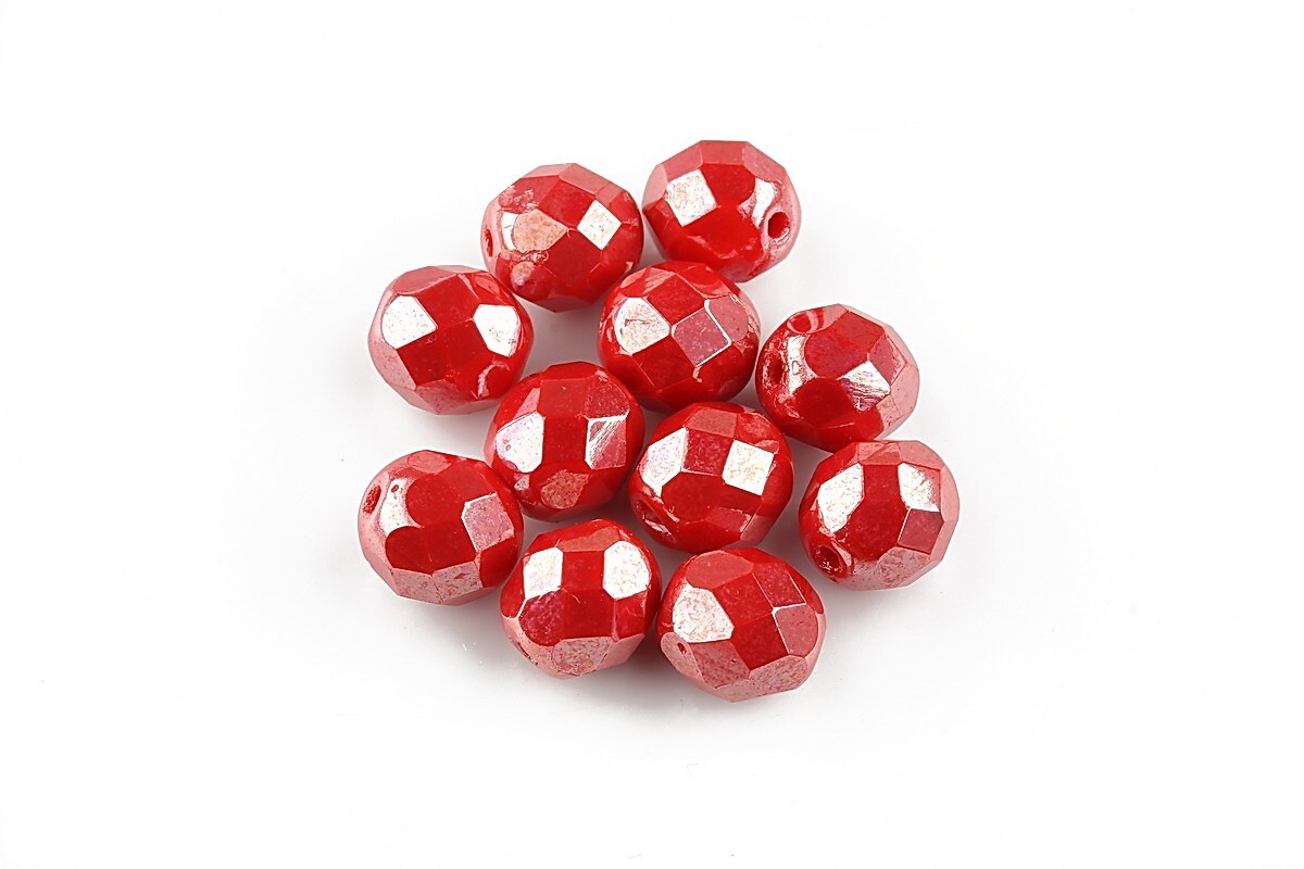 Margele fire polish 8mm - Luster - Opaque Lt Red