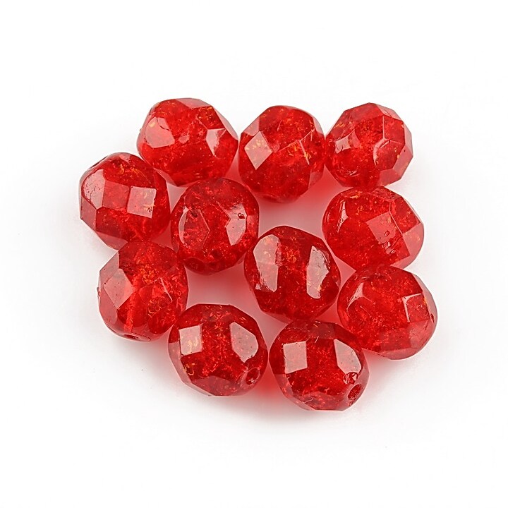 Margele fire polish 8mm - Crackle - Siam Ruby