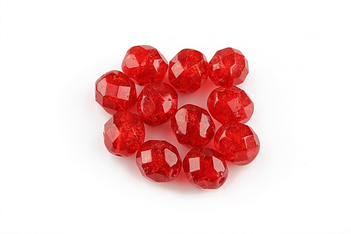 Margele fire polish 8mm - Crackle - Siam Ruby