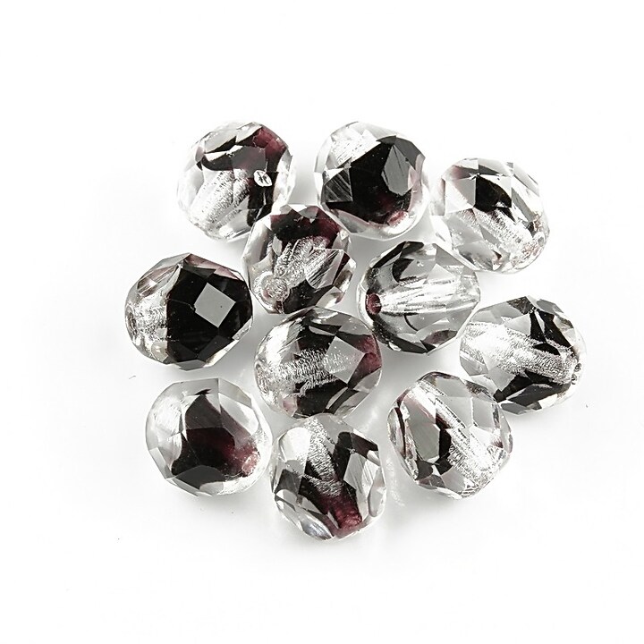 Margele fire polish 8mm - Crystal/Dk Topaz