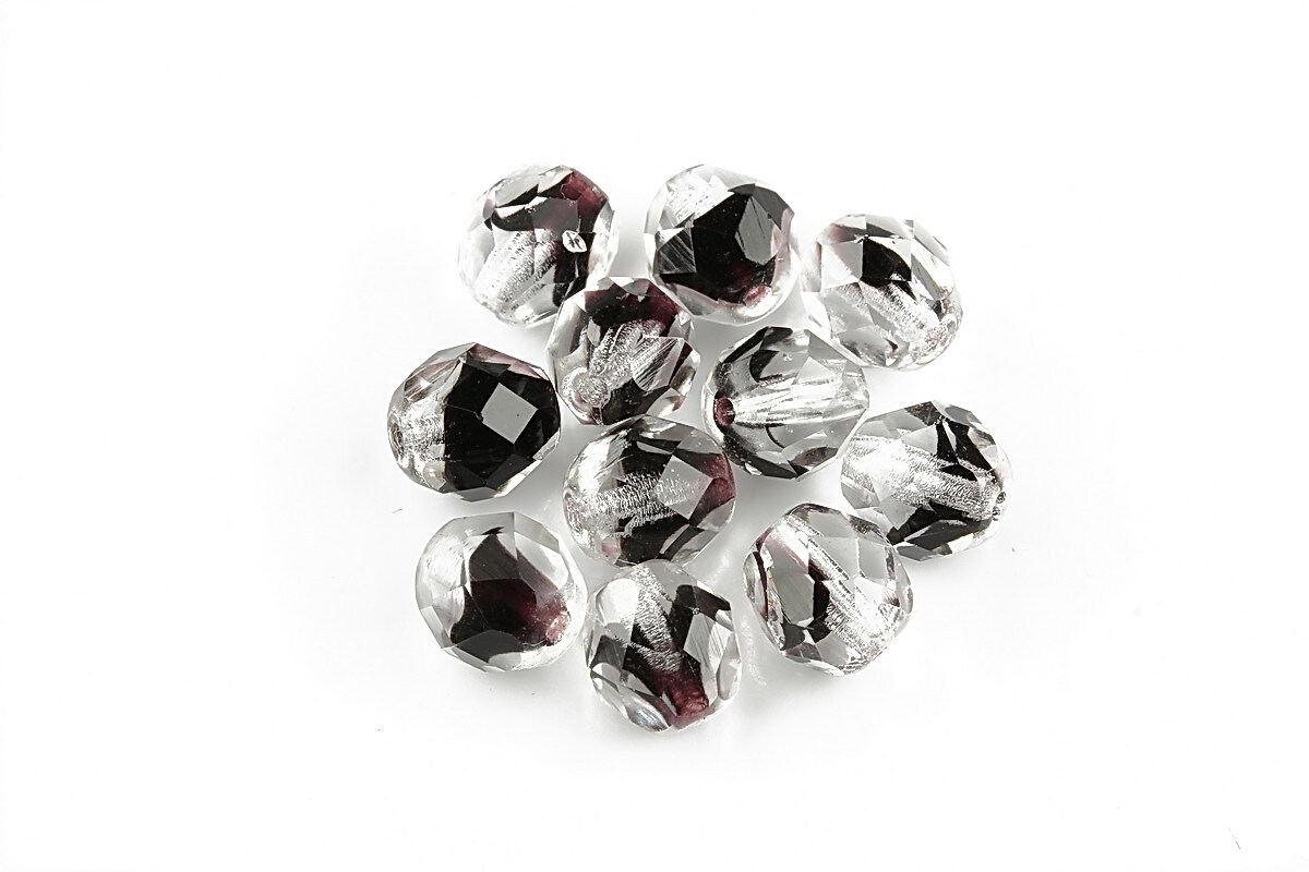 Margele fire polish 8mm - Crystal/Dk Topaz