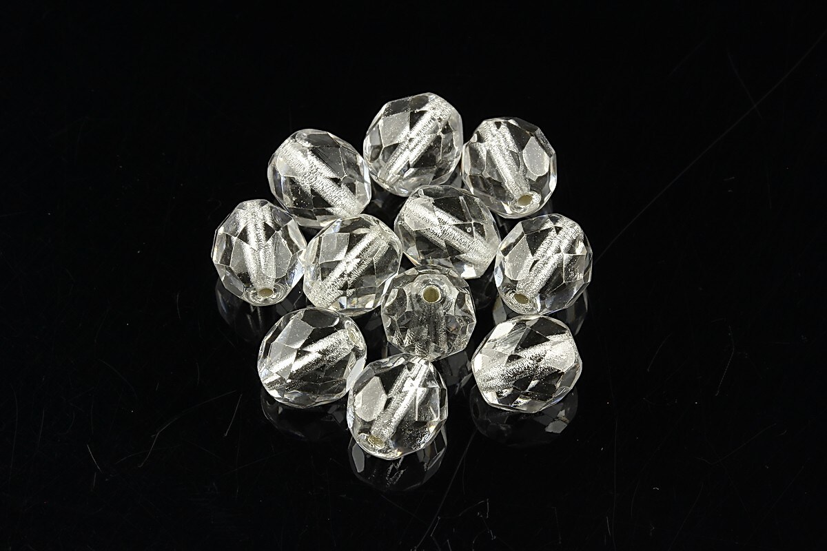 Margele fire polish 8mm - Crystal - Silver-Lined
