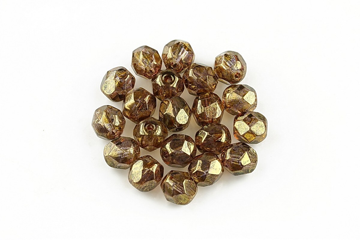 Margele fire polish 6mm - Luster - Transparent Gold/Smokey Topaz