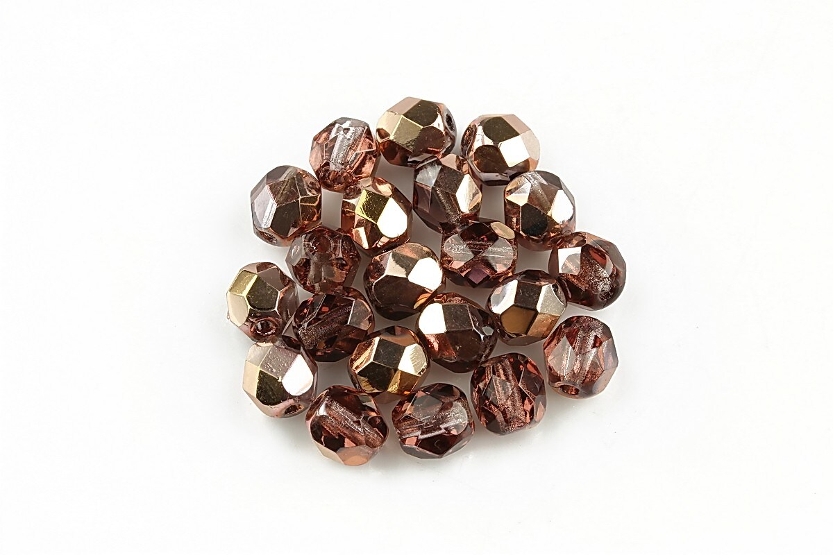 Margele fire polish 6mm - Copper - Light Amethyst