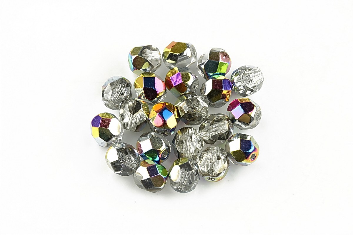 Margele fire polish 6mm - Crystal - Vitral