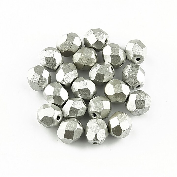 Margele fire polish 6mm - Matte - Metallic Silver