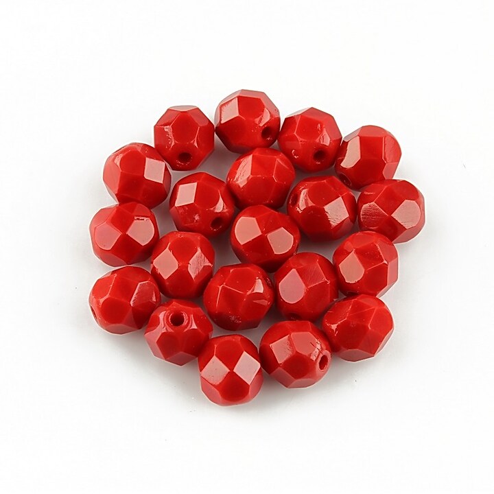 Margele fire polish 6mm - Opaque Red