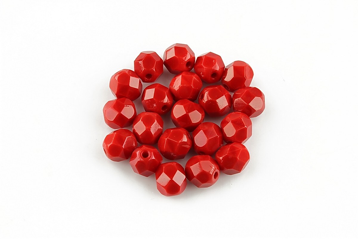 Margele fire polish 6mm - Opaque Red
