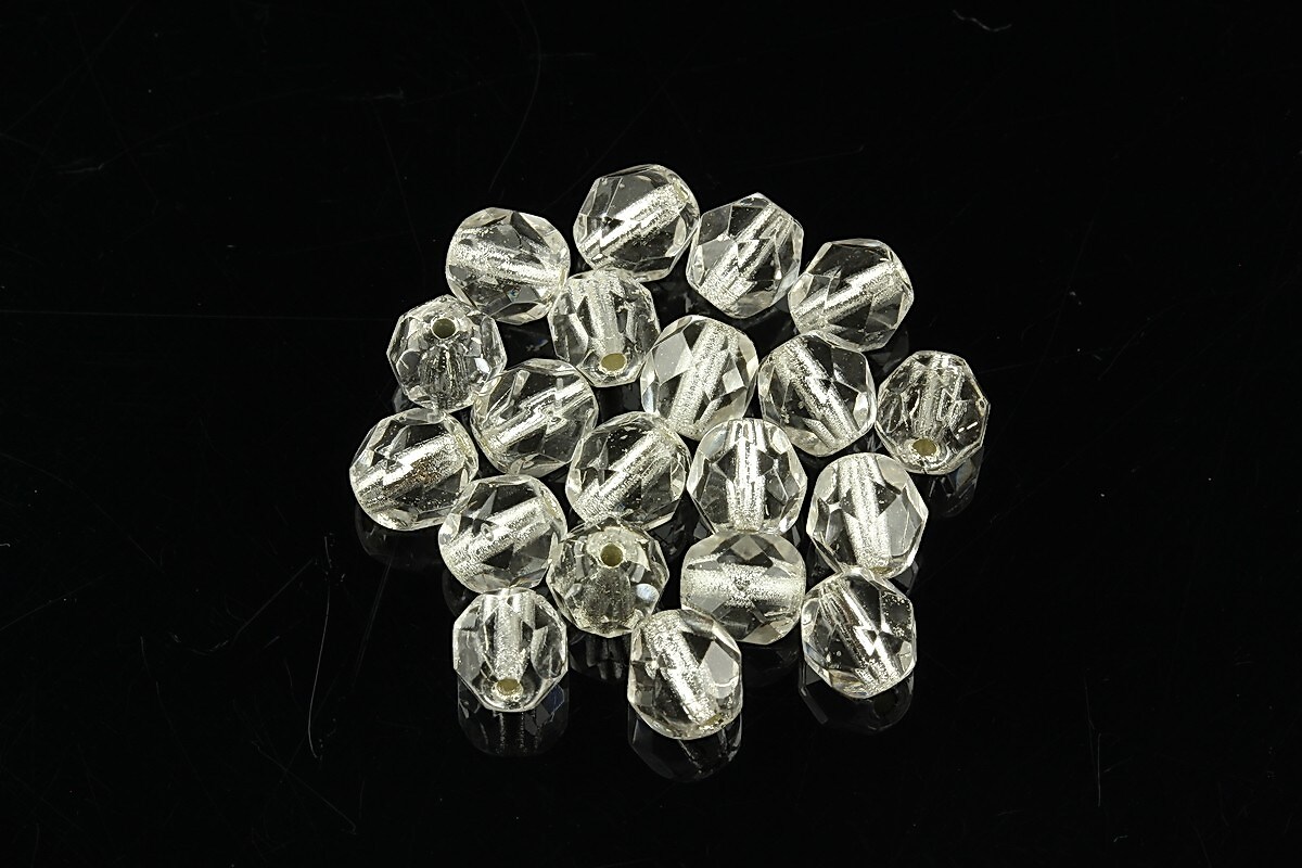 Margele fire polish 6mm - Crystal - Silver-Lined