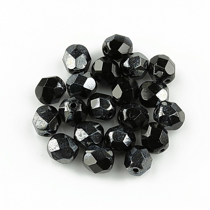 Margele fire polish 6mm - Hematite - 1/2 Coating