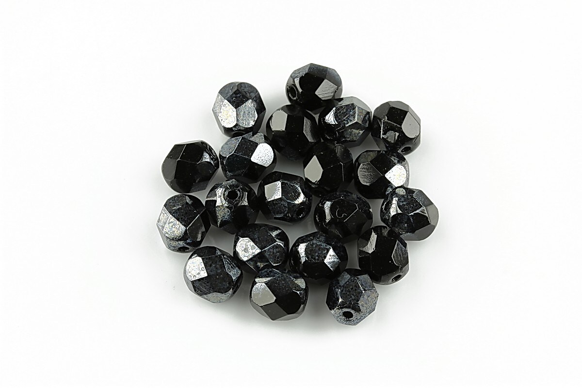 Margele fire polish 6mm - Hematite - 1/2 Coating