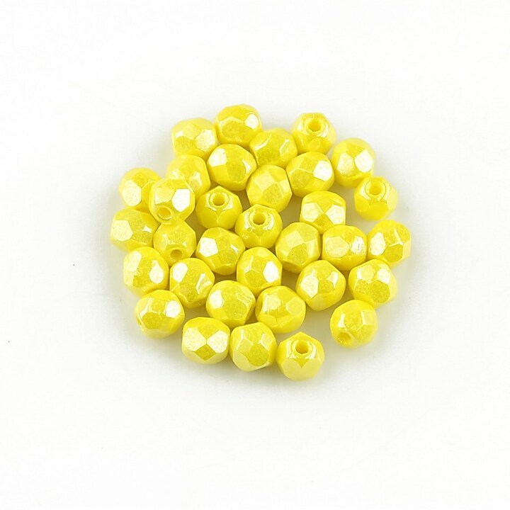 Margele fire polish 4mm (10 buc.) - Luster - Opaque Yellow
