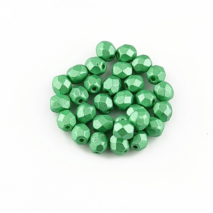 Margele fire polish 4mm (10 buc.) - Coated - Green