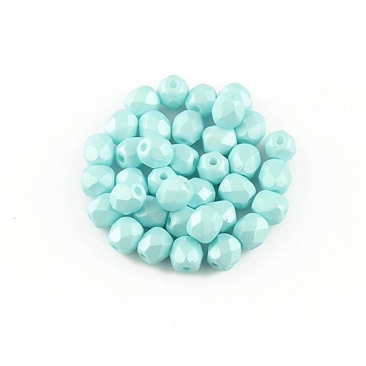 Margele fire polish 4mm (10 buc.) - Powdery - Pastel Turquoise