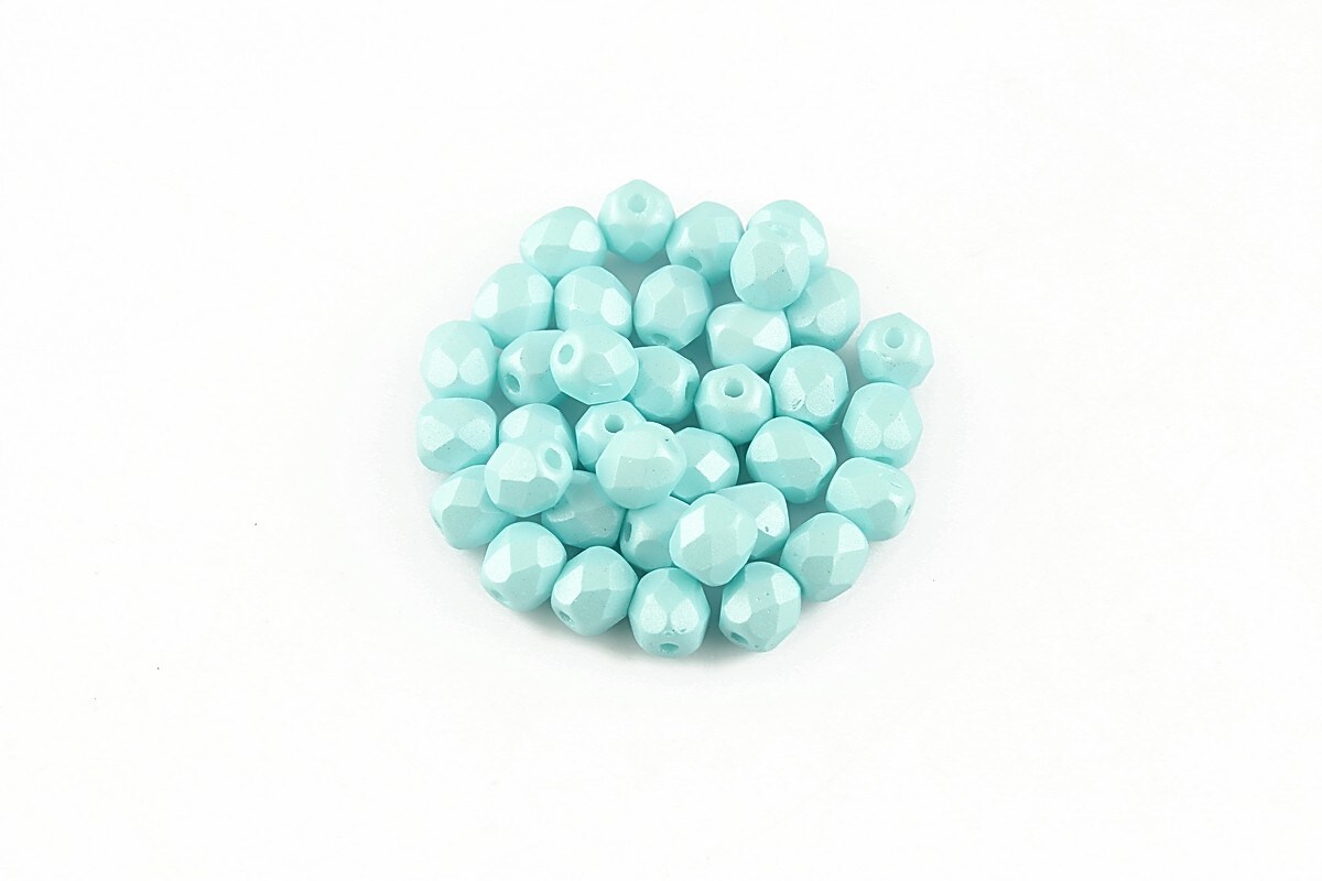 Margele fire polish 4mm (10 buc.) - Powdery - Pastel Turquoise