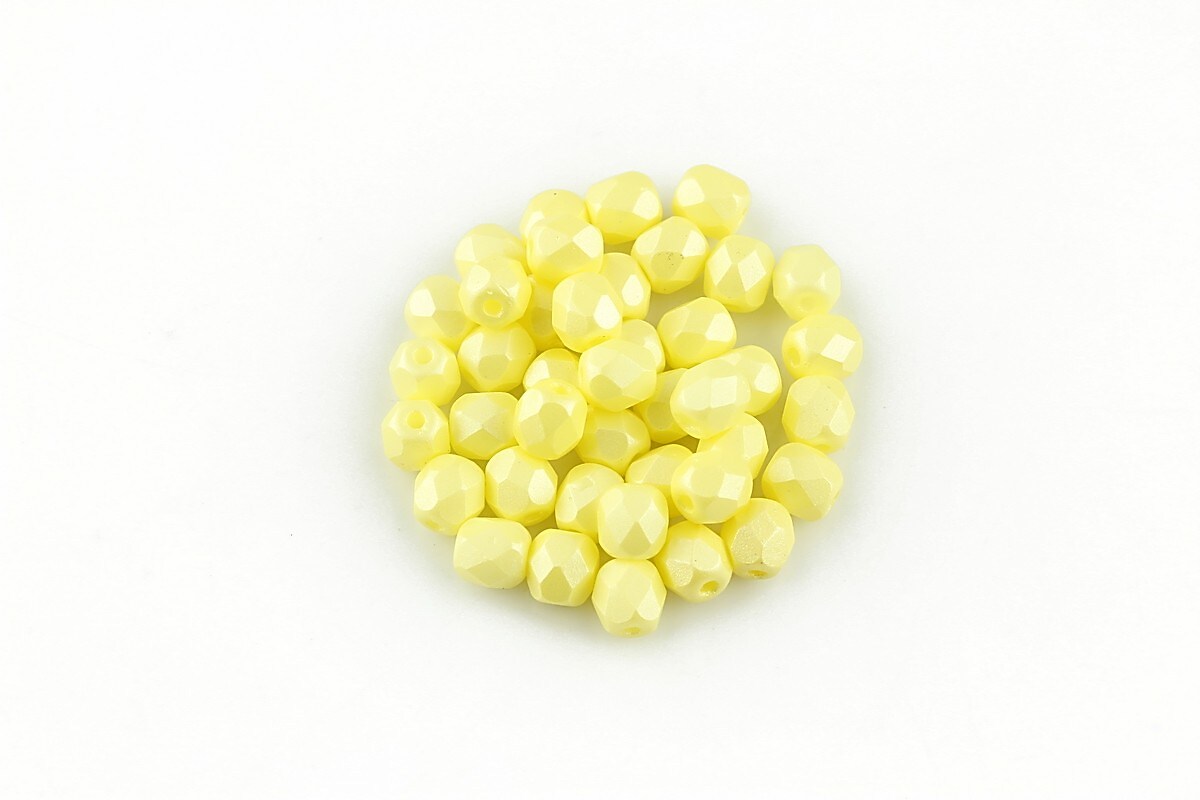 Margele fire polish 4mm (10 buc.) - Powdery - Pastel Yellow