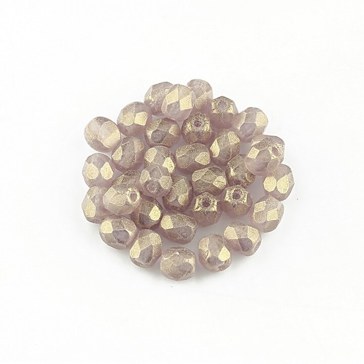 Margele fire polish 4mm (10 buc.) - Sueded Gold Med Amethyst