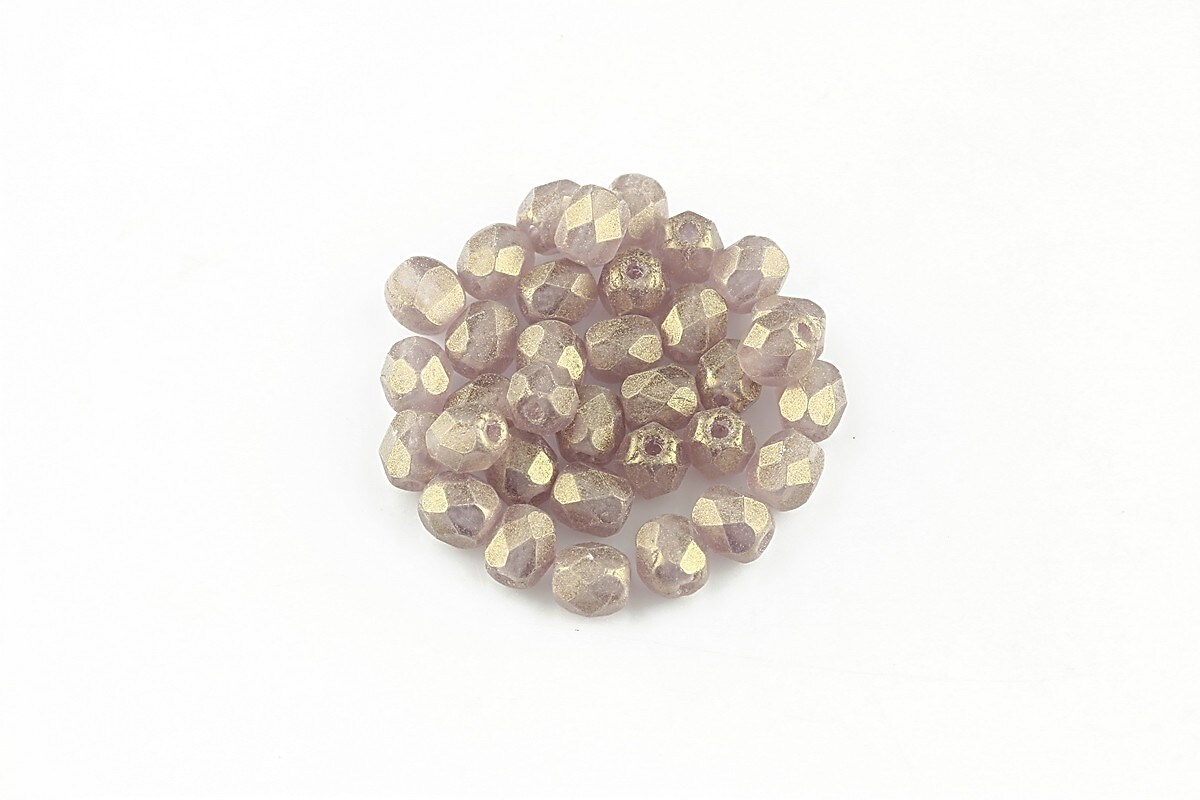 Margele fire polish 4mm (10 buc.) - Sueded Gold Med Amethyst