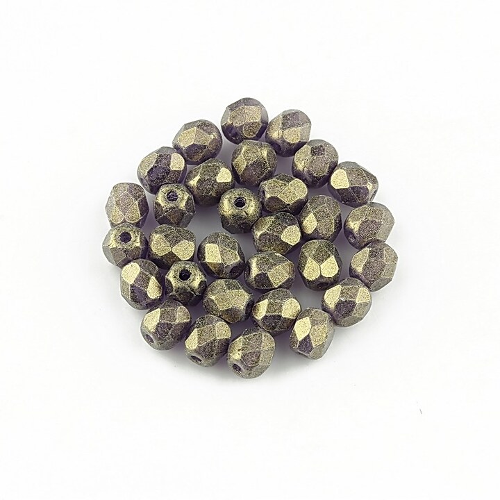 Margele fire polish 4mm (10 buc.) - Sueded Gold Tanzanite