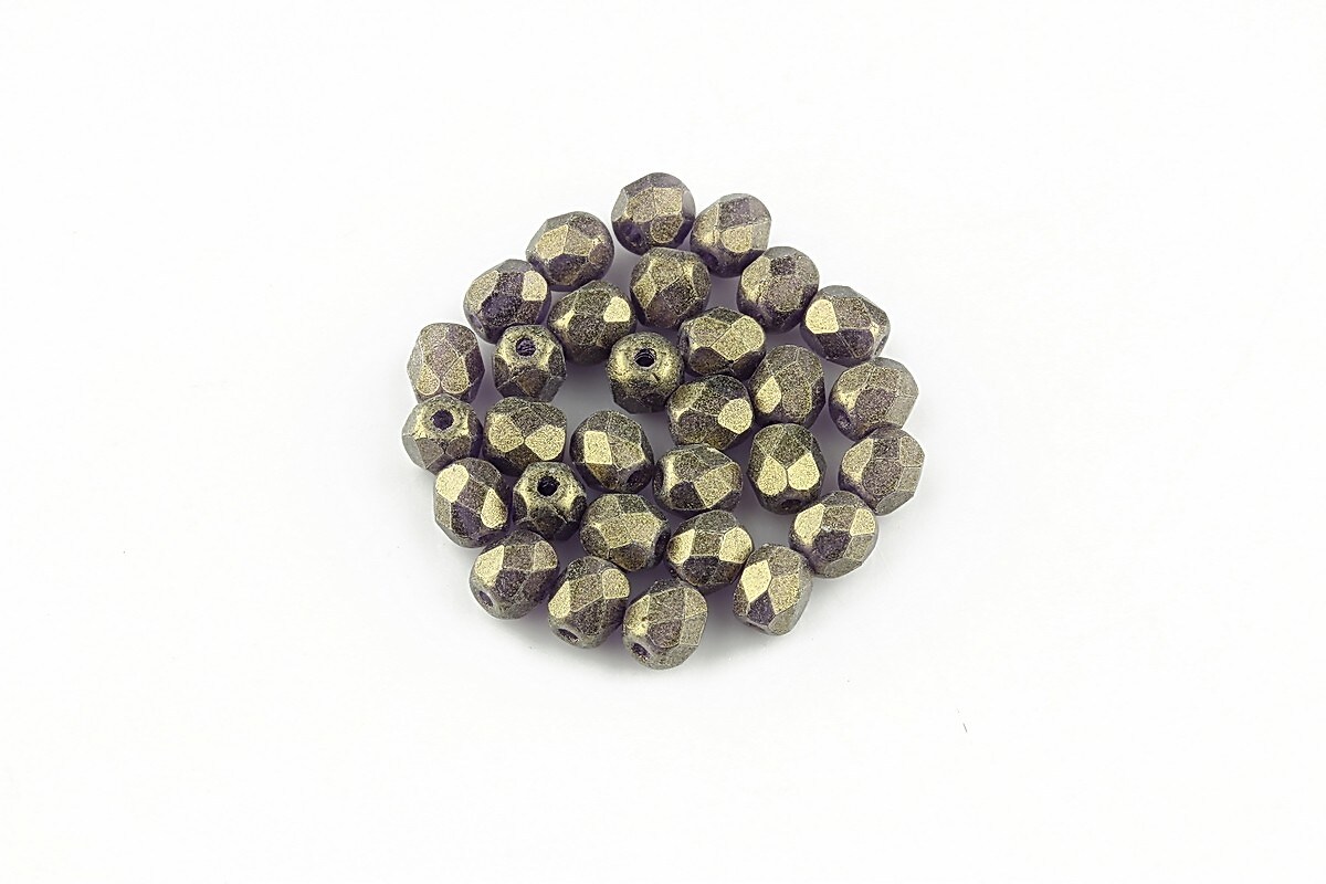 Margele fire polish 4mm (10 buc.) - Sueded Gold Tanzanite