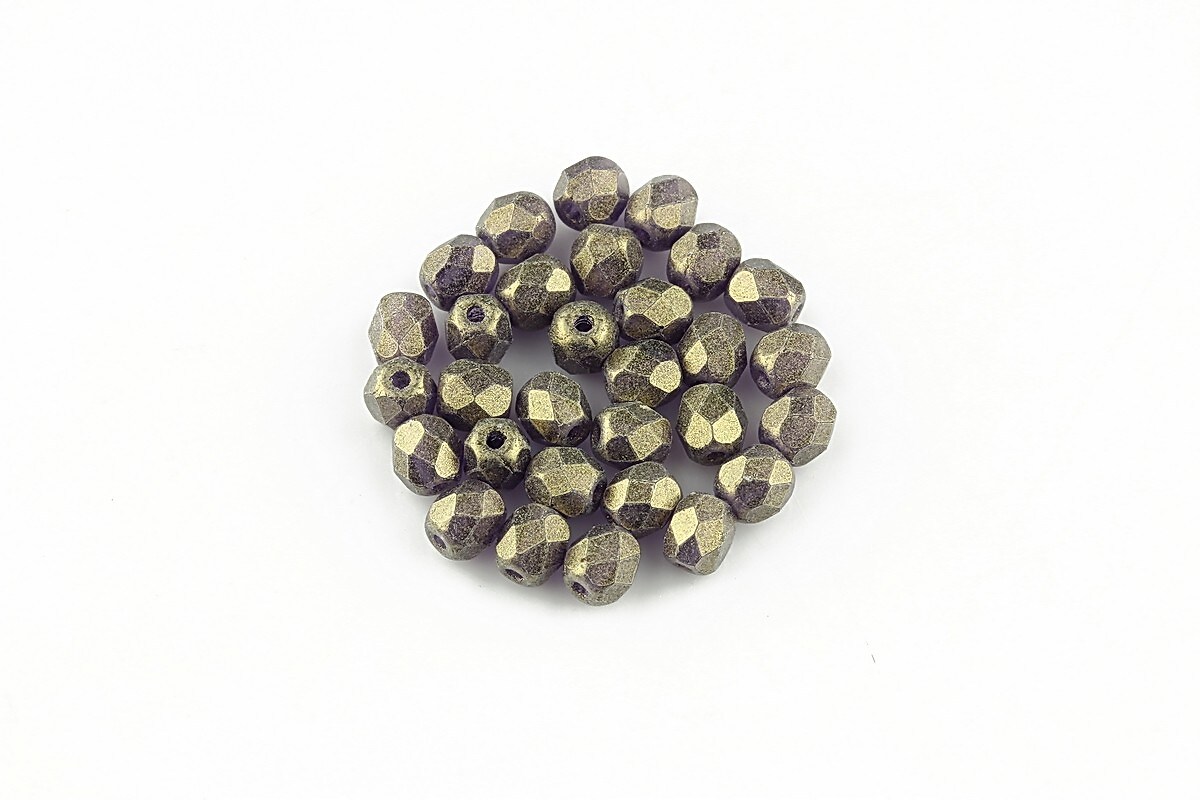 Margele fire polish 4mm (10 buc.) - Sueded Gold Tanzanite