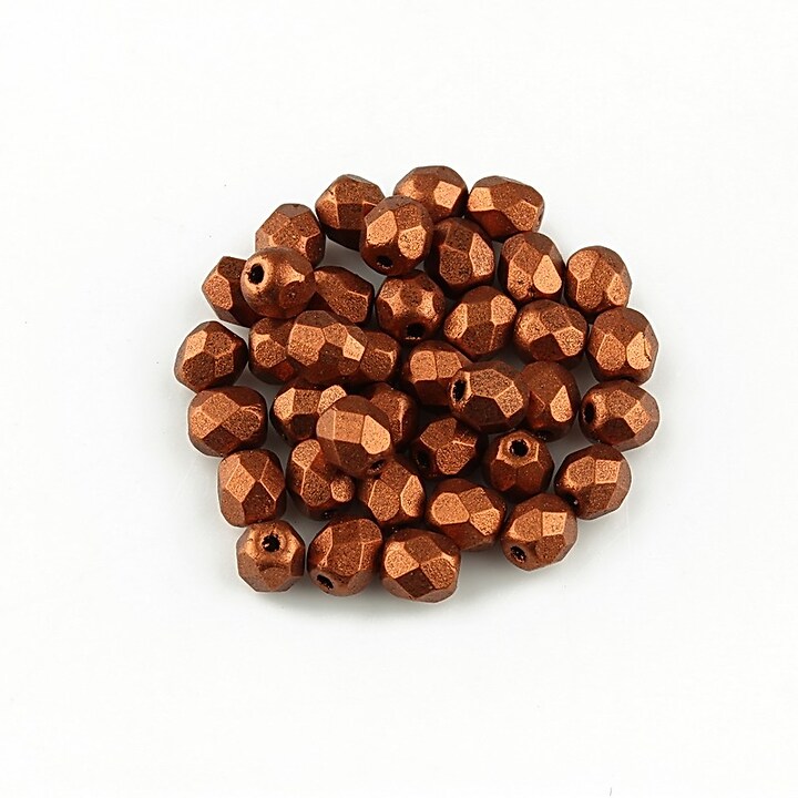 Margele fire polish 4mm (10 buc.) - Matte - Metallic Dk Copper