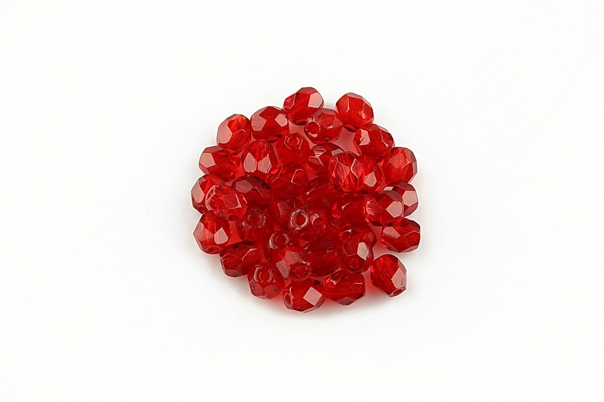 Margele fire polish 4mm (10 buc.) - Siam Ruby