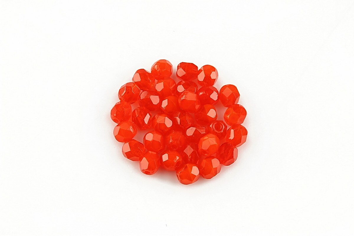 Margele fire polish 4mm (10 buc.) - Opal/Transparent Red