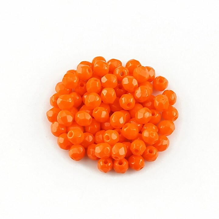 Margele fire polish 3mm (10 buc.) - Opaque Bright Orange