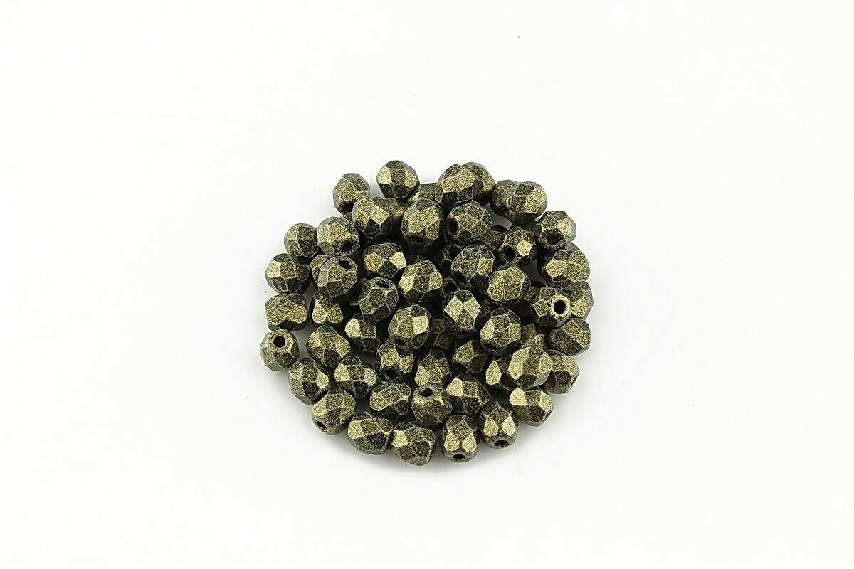 Margele fire polish 3mm (10 buc.) - Metallic Suede - Gold