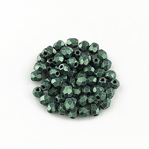 Margele fire polish 3mm (10 buc.) - Metallic Suede - Lt Green