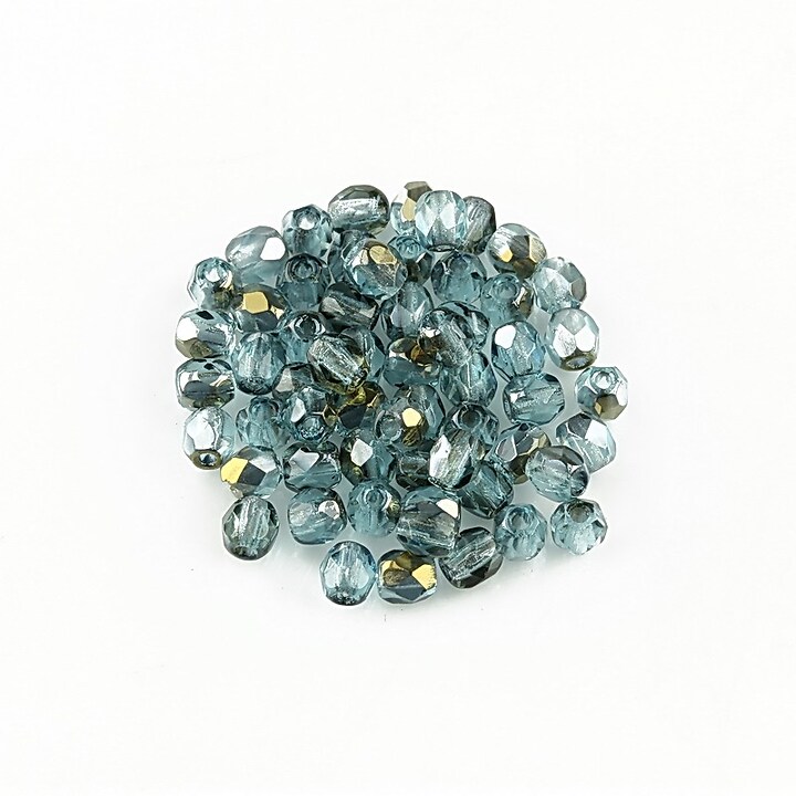 Margele fire polish 3mm (10 buc.) - Bronze Iris - Aquamarine