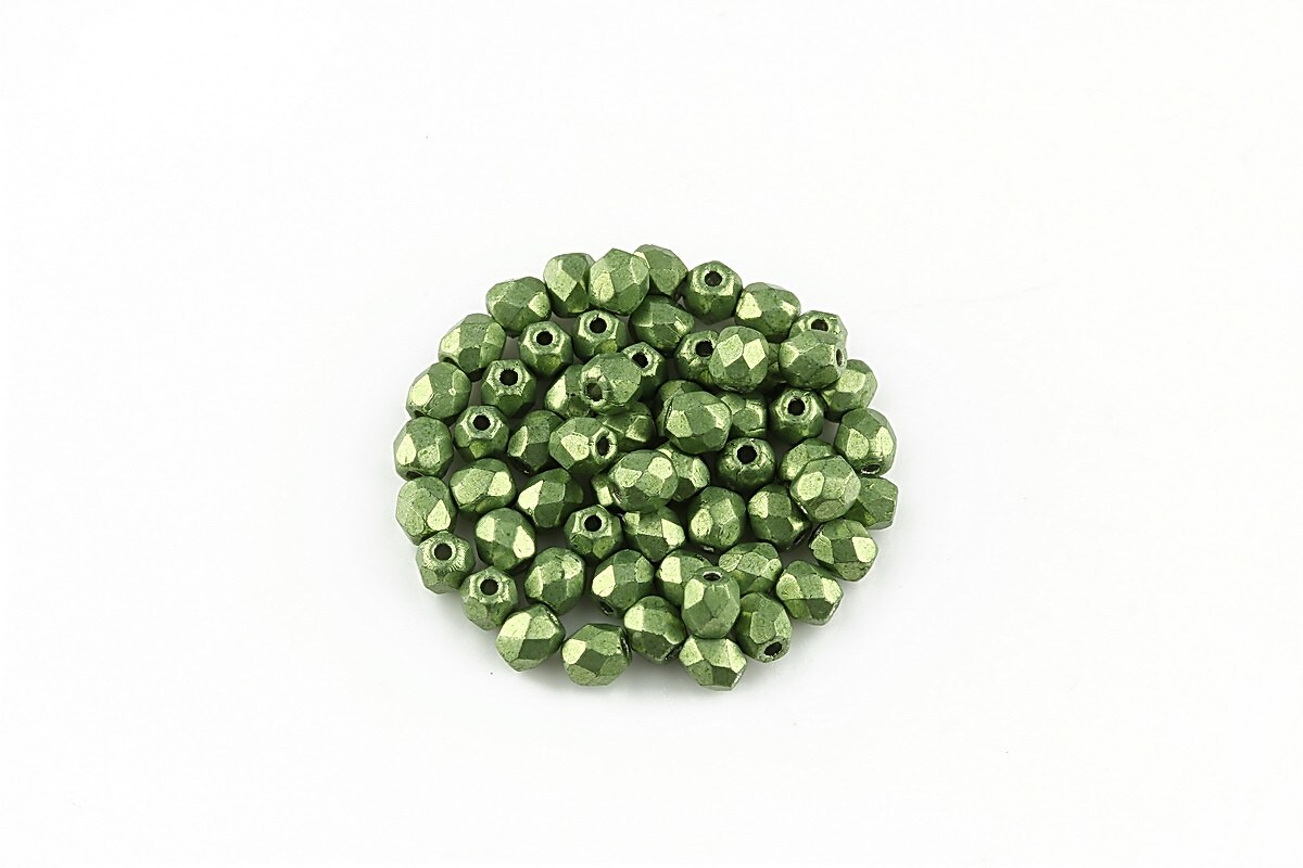 Margele fire polish 3mm (10 buc.) - Saturated Metallic Greenery