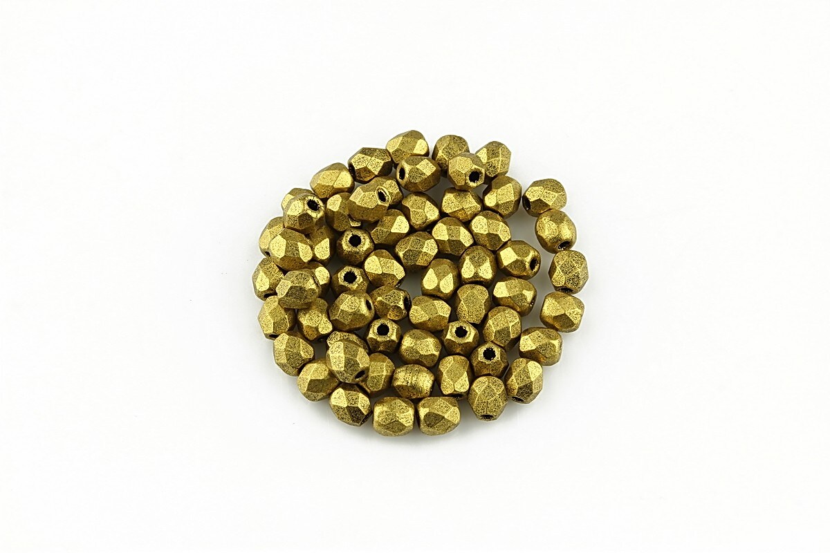 Margele fire polish 3mm (10 buc.) - Matte - Metallic Aztec Gold