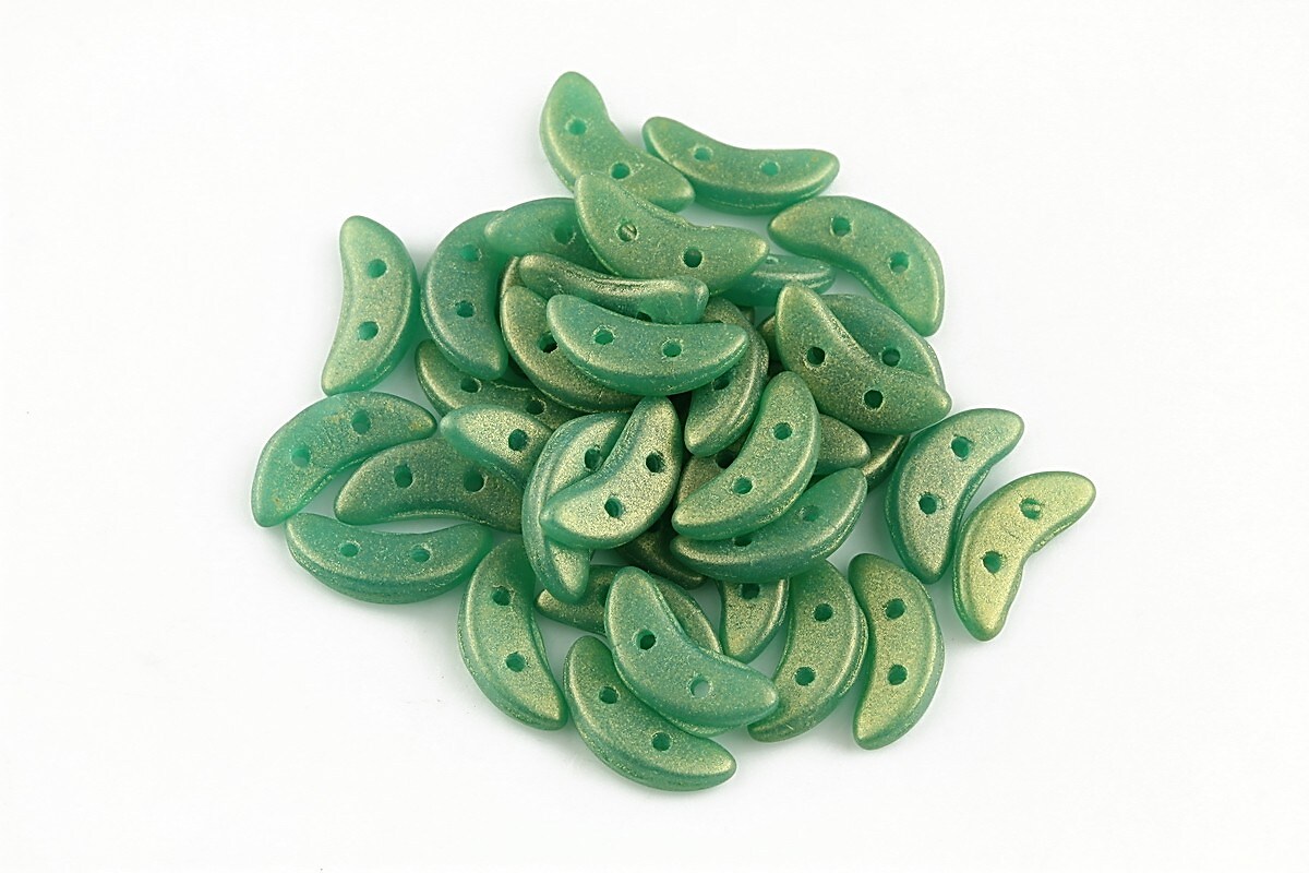 Margele CzechMates CRESCENT 3x10mm - Sueded Gold Atlantis Green