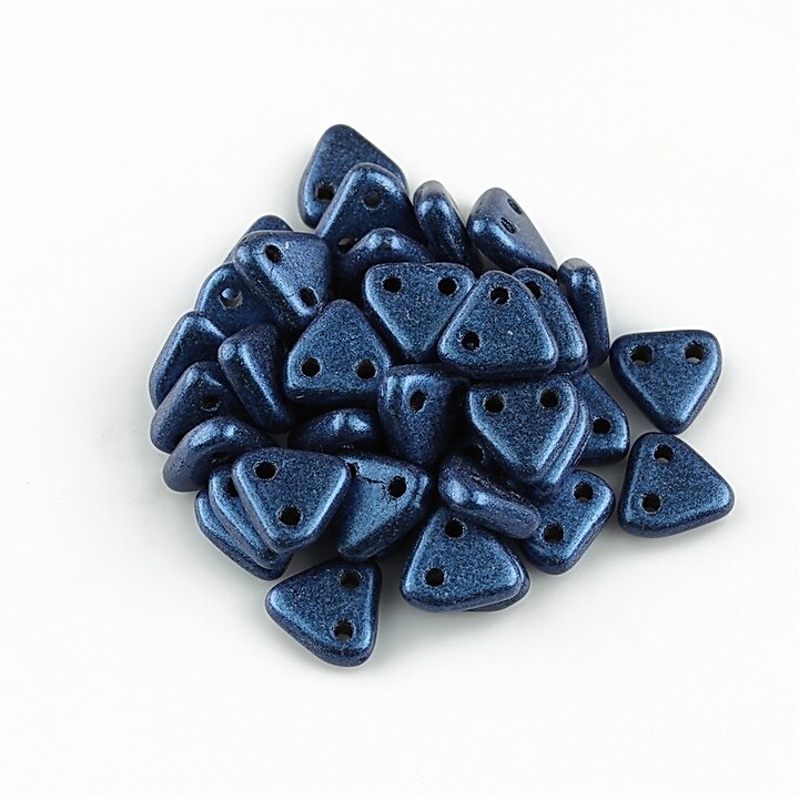 Margele CzechMates TRIANGLES 6mm - Metallic Suede - Blue