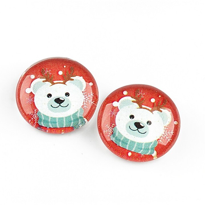 Cabochon sticla 18mm "Christmas" cod 1208