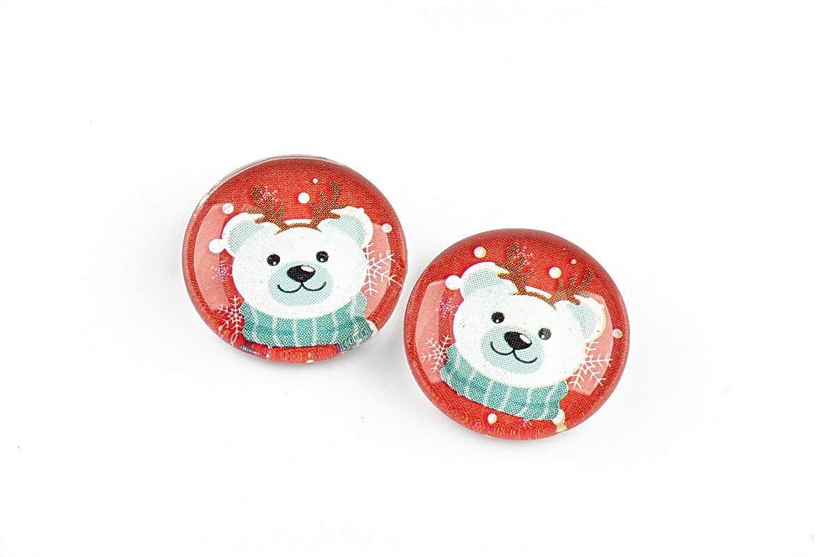 Cabochon sticla 18mm "Christmas" cod 1208