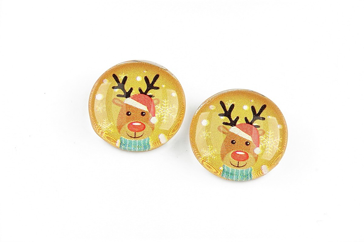 Cabochon sticla 18mm "Christmas" cod 1210