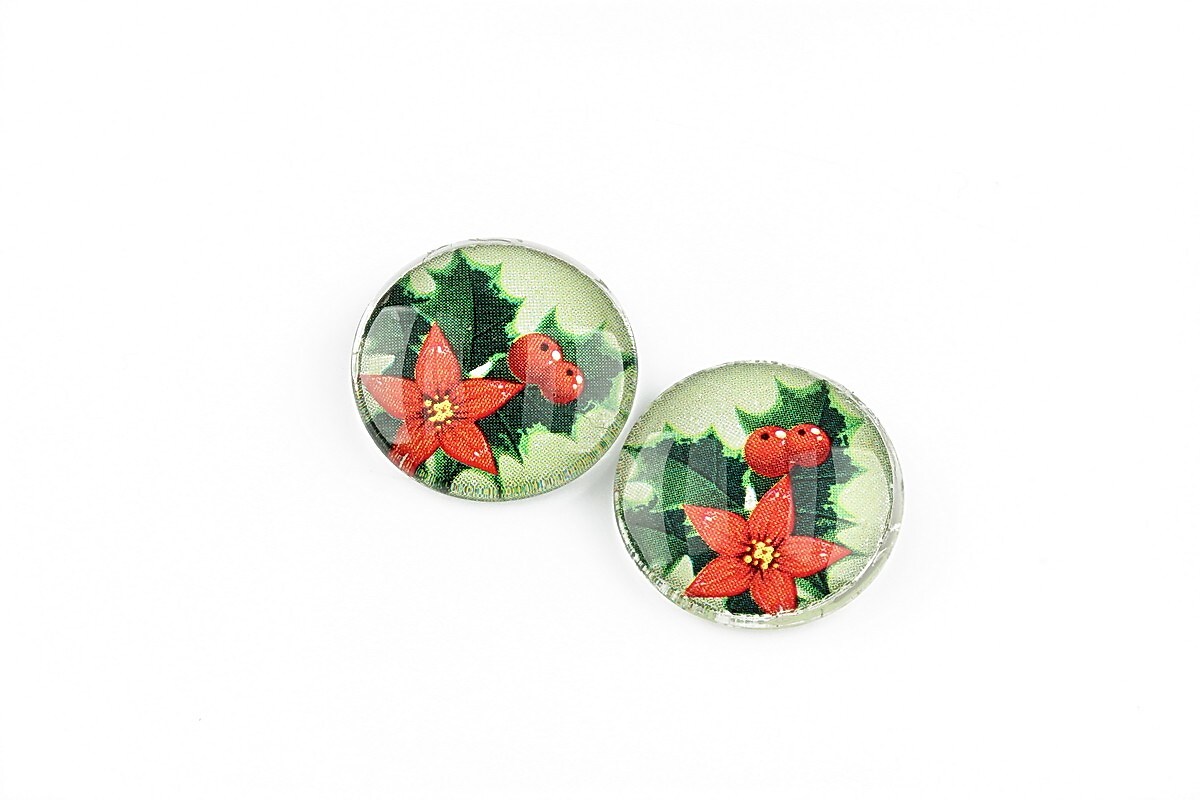 Cabochon sticla 16mm "Christmas" cod 1215