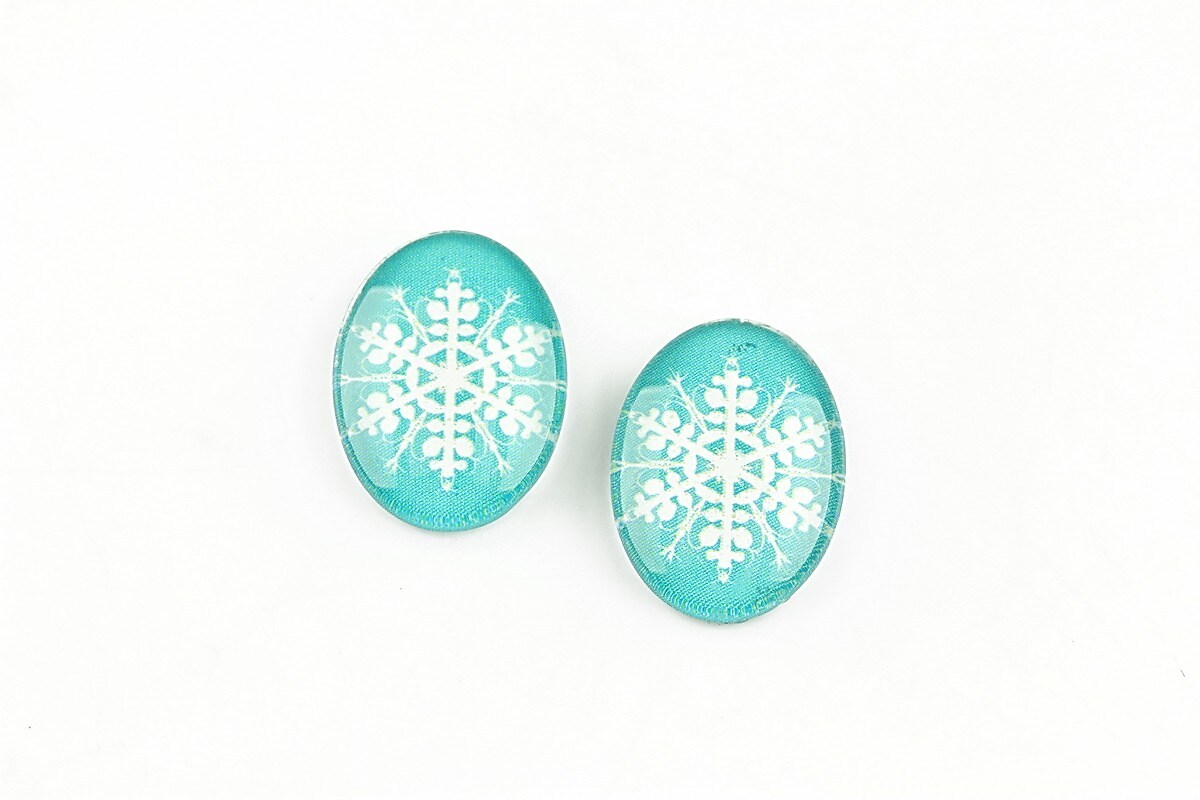 Cabochon sticla 18x13mm "Christmas" cod 1223