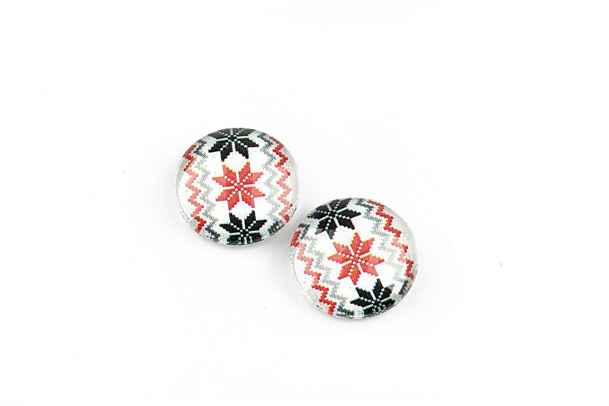 Cabochon sticla 14mm "Folclor" cod 1236