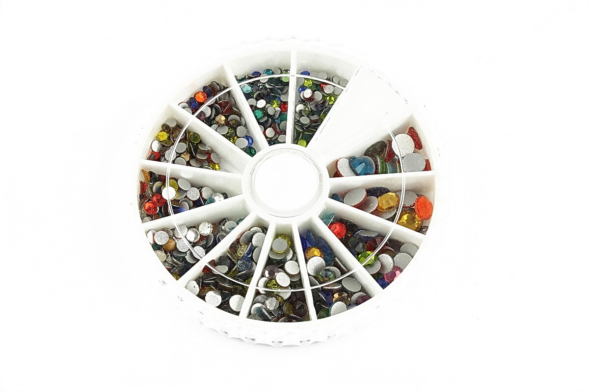 Cutie strasuri cu spatele plat 2-5mm - mix culori