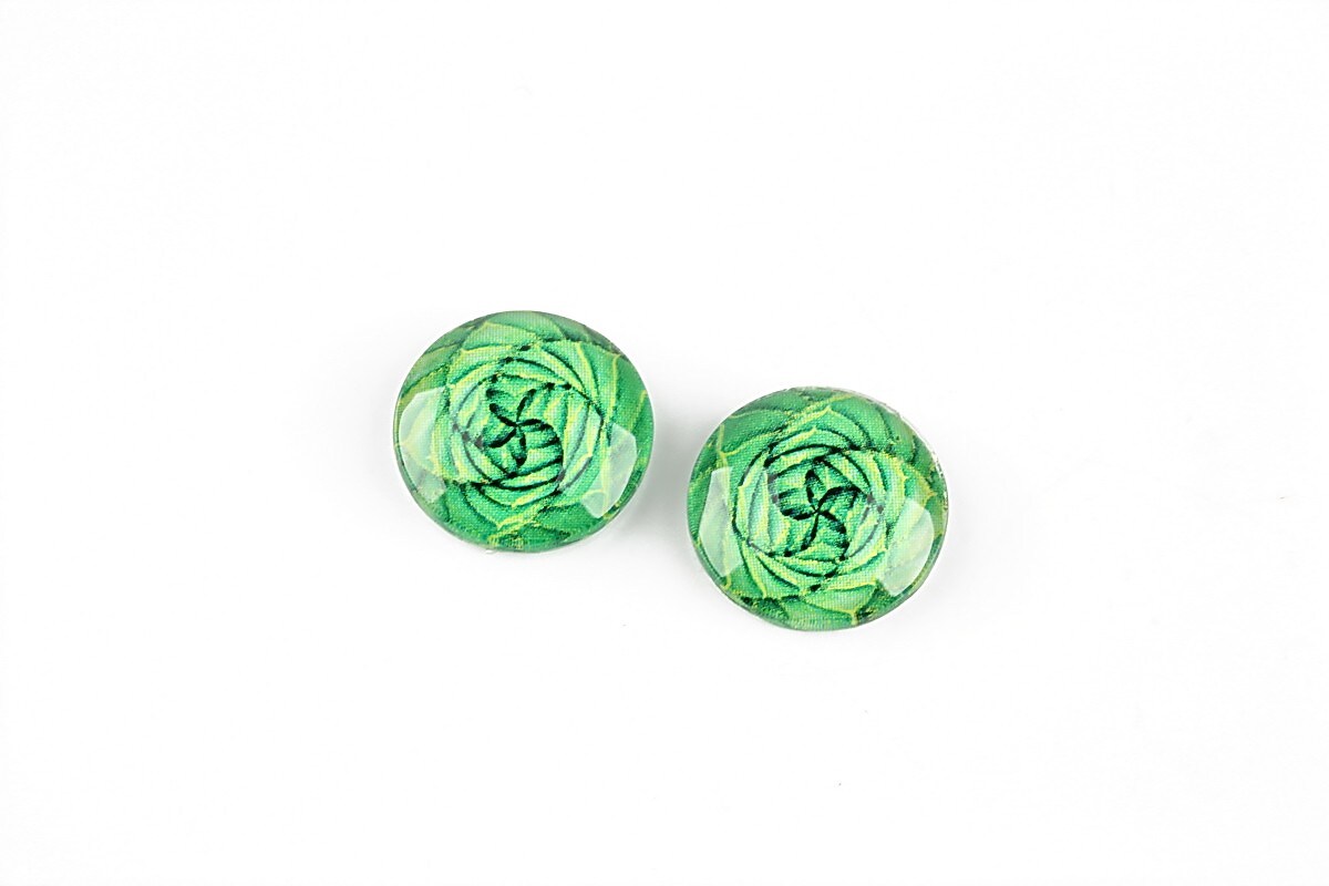 Cabochon sticla 14mm "Cactus" cod 1243